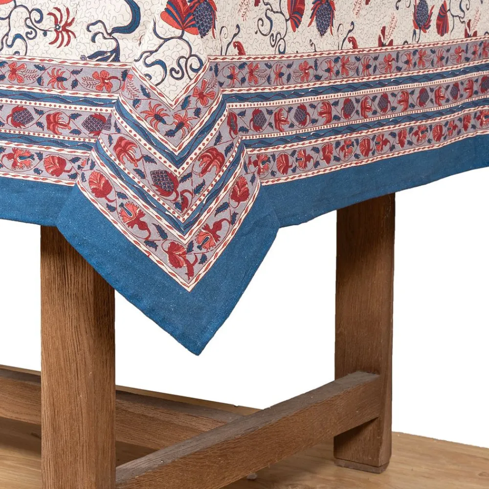 Couleur Nature Place Settings & Linens|Fleur Des Indes Tablecloth in Blue & Red