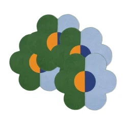 Misette Place Settings & Linens|Floral Linen Patchwork Placemats in Green/Blue, Set of 4