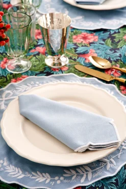 Loulou La Dune Place Settings & Linens|Florence Placemat and Napkin Set in Dusty Blue, OTM Exclusive