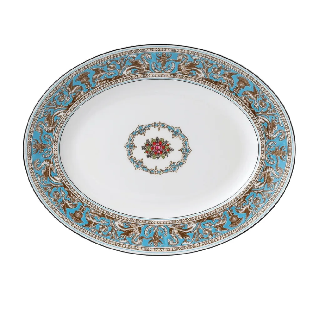 Wedgwood Dinnerware|Florentine Turquoise Oval Platter 13.75"
