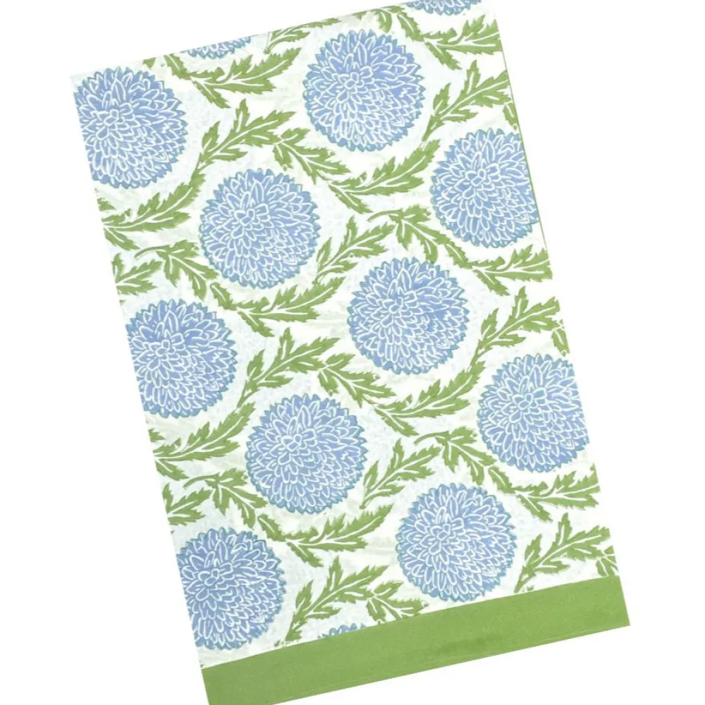 Flying Sheep Country Place Settings & Linens|Flowers & Vines Tablecloth in Blue & Green