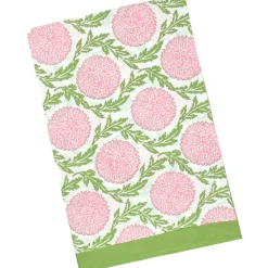 Flying Sheep Country Place Settings & Linens|Flowers & Vines Tablecloth in Pink and Green