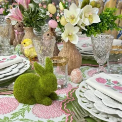 Flying Sheep Country Place Settings & Linens|Flowers & Vines Tablecloth in Pink and Green