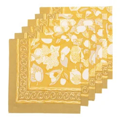 Couleur Nature Place Settings & Linens|Forest Harvest Napkins Grey & Mustard, Set of 6