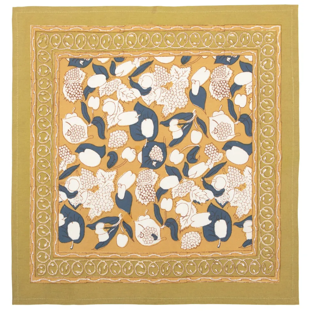 Couleur Nature Place Settings & Linens|Forest Harvest Napkins Mustard & Blue, Set of 6