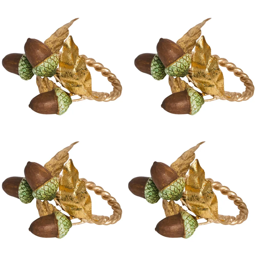 Juliska Place Settings & Linens|Forest Walk Acorn Napkin Ring in Multi, Set of 4