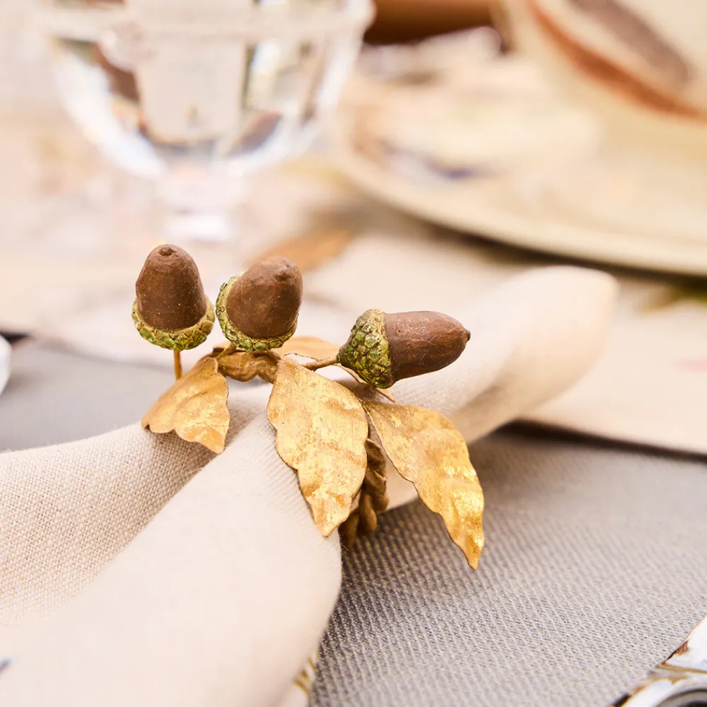 Juliska Place Settings & Linens|Forest Walk Acorn Napkin Ring in Multi, Set of 4