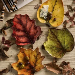 Juliska Dinnerware|Forest Walk Leaf Plate Assorted in Café Au Lait, Set of 4