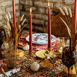 Juliska Candles|Forest Walk Pumpkin & Vine Double Candlestick Holder in Gold