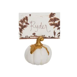 Juliska Place Settings & Linens|Forest Walk Pumpkin Place Card Holder in Gold, Set of 4