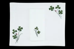 TriChi Design Place Settings & Linens|Four Leaf Clover Collection in Dark Green, Set of 2