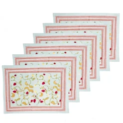 Couleur Nature Place Settings & Linens|Fraises des Bois Mats in Blue, Set of 6