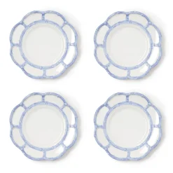 Two's Company Dinnerware|French Blue Bamboo Touch Salad & Dessert Plate, Set of 4