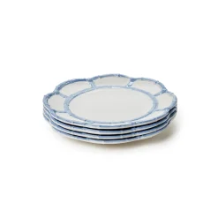 Two's Company Dinnerware|French Blue Bamboo Touch Salad & Dessert Plate, Set of 4