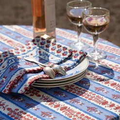 Couleur Nature Place Settings & Linens|French Tablecloth Avignon Red & Blue
