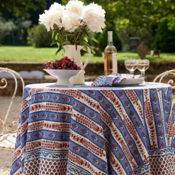 Couleur Nature Place Settings & Linens|French Tablecloth Avignon Red & Blue