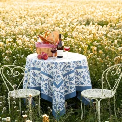 Couleur Nature Place Settings & Linens|French Tablecloth Granada Cornflower Blue