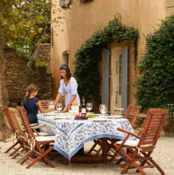 Couleur Nature Place Settings & Linens|French Tablecloth Granada Cornflower Blue