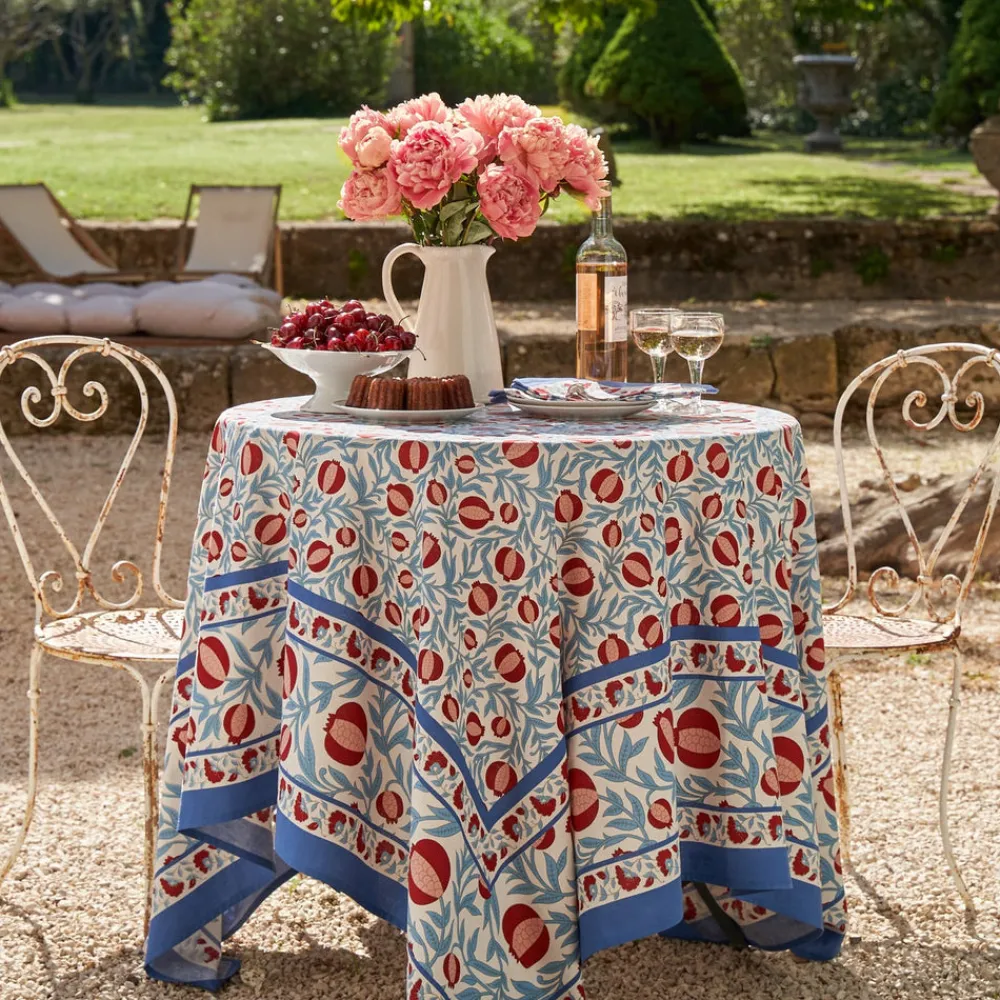 Couleur Nature Place Settings & Linens|French Tablecloth Grenadine Red & Blue