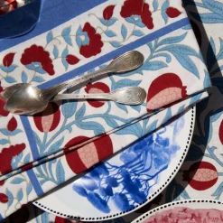 Couleur Nature Place Settings & Linens|French Tablecloth Grenadine Red & Blue