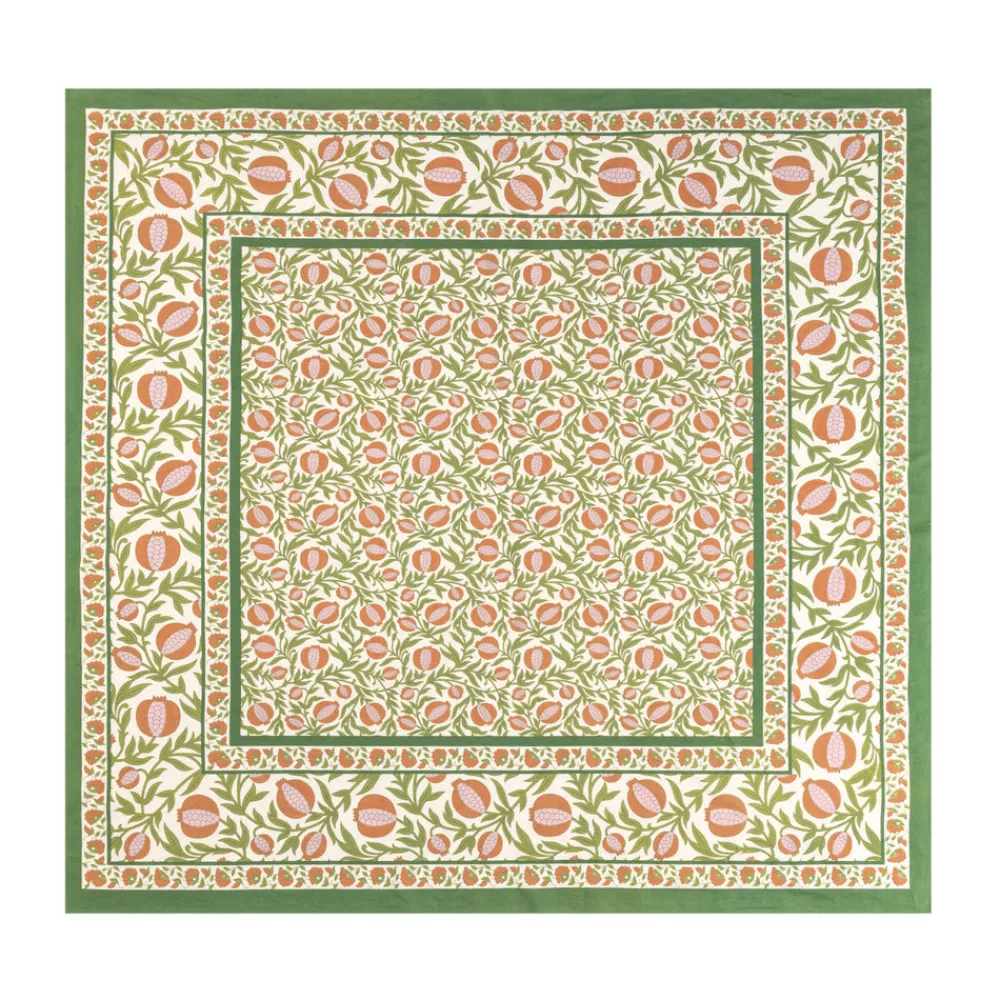 Couleur Nature Place Settings & Linens|French Tablecloth Grenadine Orange & Green