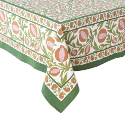 Couleur Nature Place Settings & Linens|French Tablecloth Grenadine Orange & Green