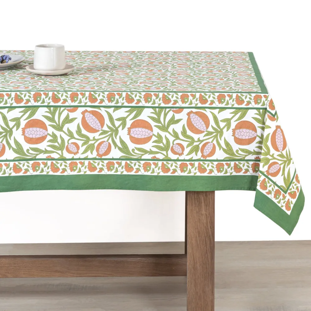 Couleur Nature Place Settings & Linens|French Tablecloth Grenadine Orange & Green