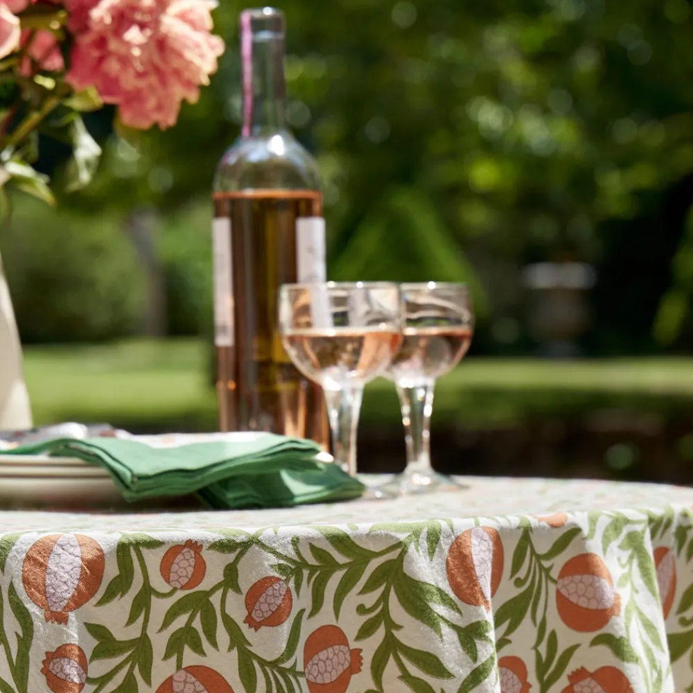 Couleur Nature Place Settings & Linens|French Tablecloth Grenadine Orange & Green