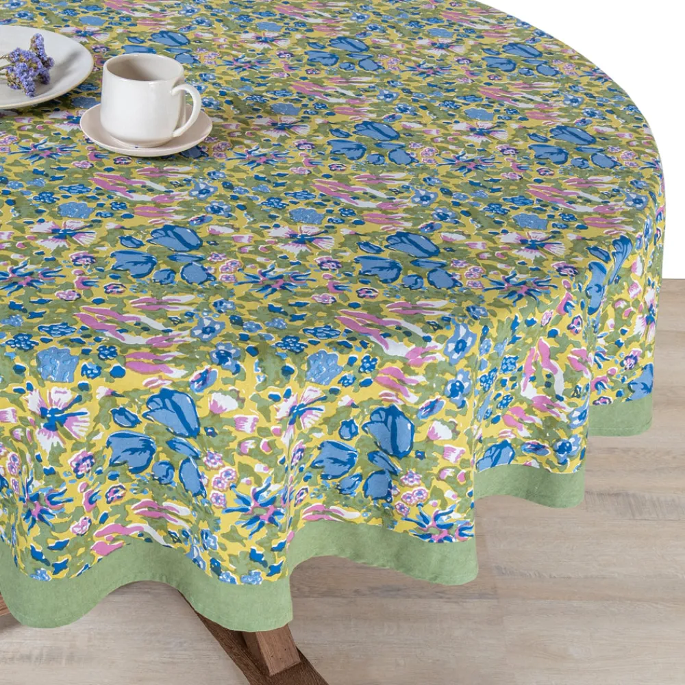 Couleur Nature Place Settings & Linens|French Tablecloth Jardin Blue & Vert