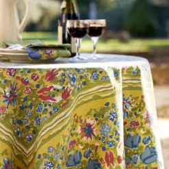 Couleur Nature Place Settings & Linens|French Tablecloth Jardin Blue & Vert