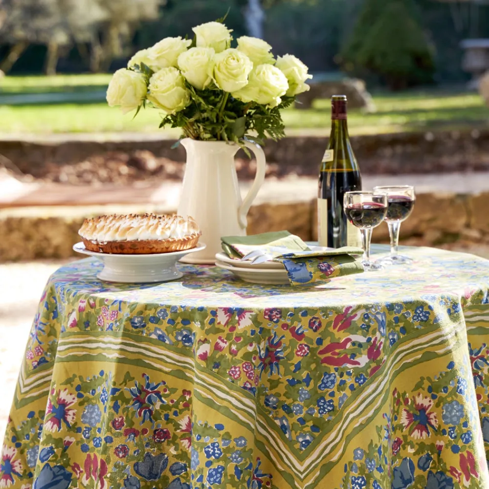 Couleur Nature Place Settings & Linens|French Tablecloth Jardin Blue & Vert