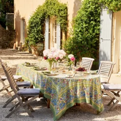 Couleur Nature Place Settings & Linens|French Tablecloth Jardin Blue & Vert