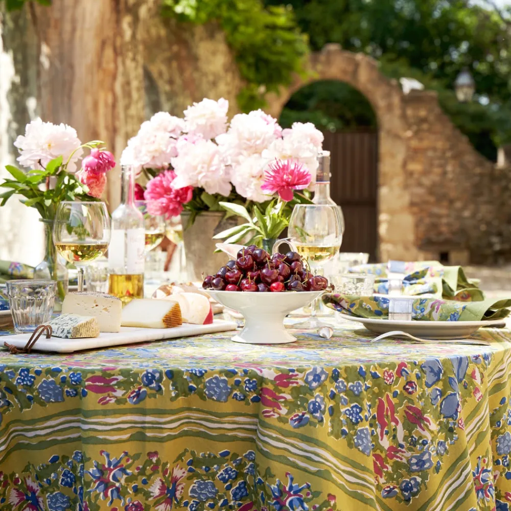 Couleur Nature Place Settings & Linens|French Tablecloth Jardin Blue & Vert