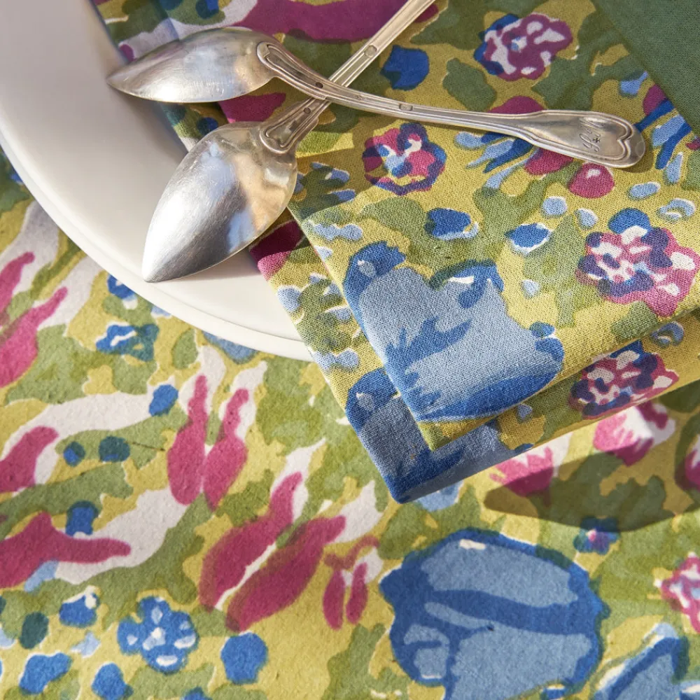 Couleur Nature Place Settings & Linens|French Tablecloth Jardin Blue & Vert