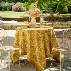 Couleur Nature Place Settings & Linens|French Tablecloth Jardin Mustard & Grey