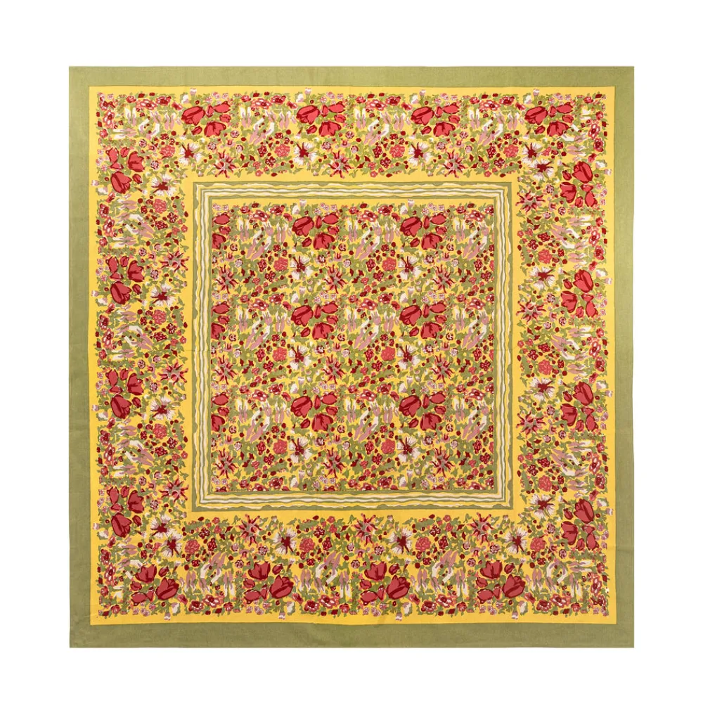Couleur Nature Place Settings & Linens|French Tablecloth Jardin Red & Green