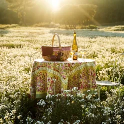 Couleur Nature Place Settings & Linens|French Tablecloth Jardin Red & Green