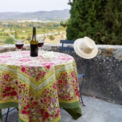 Couleur Nature Place Settings & Linens|French Tablecloth Jardin Red & Green