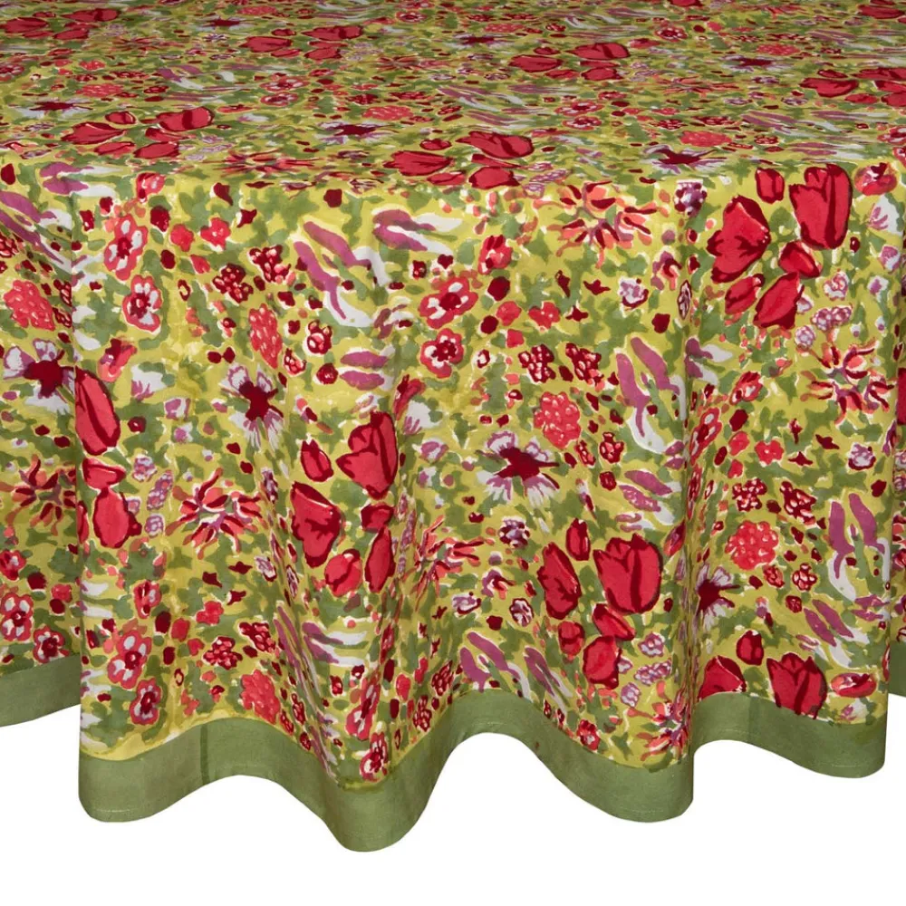 Couleur Nature Place Settings & Linens|French Tablecloth Jardin Red & Green
