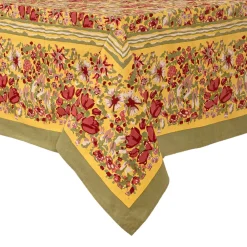 Couleur Nature Place Settings & Linens|French Tablecloth Jardin Red & Green