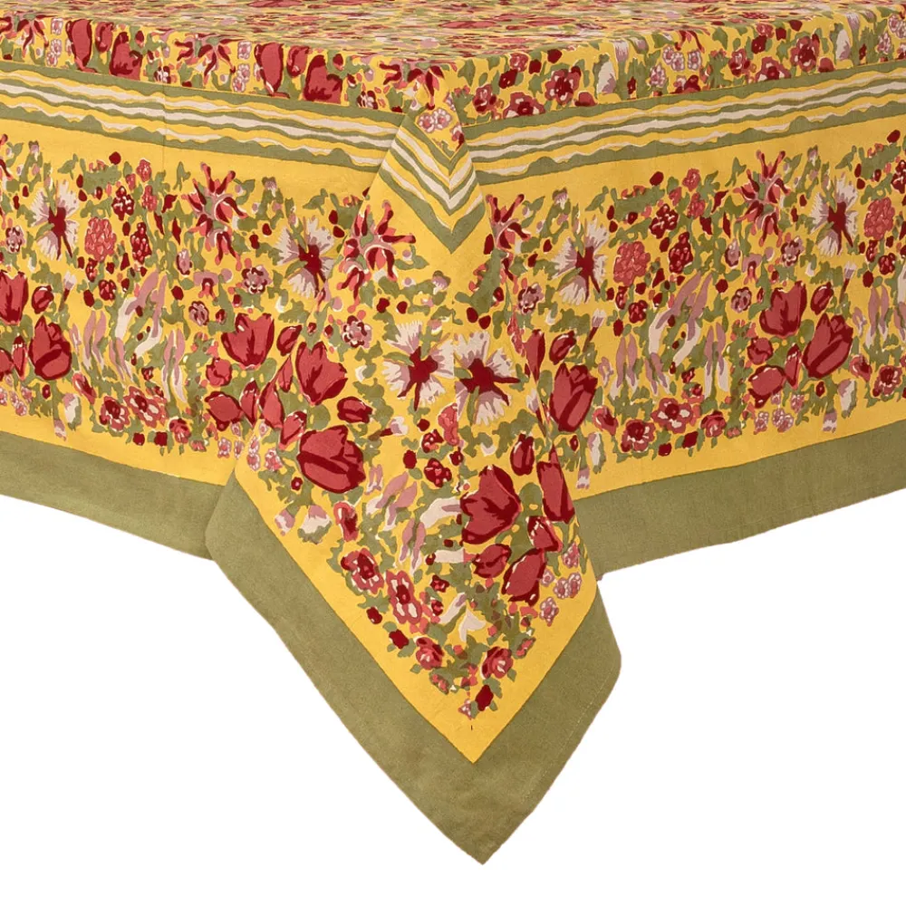 Couleur Nature Place Settings & Linens|French Tablecloth Jardin Red & Green