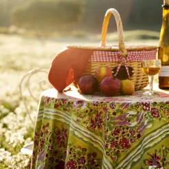 Couleur Nature Place Settings & Linens|French Tablecloth Jardin Red & Green