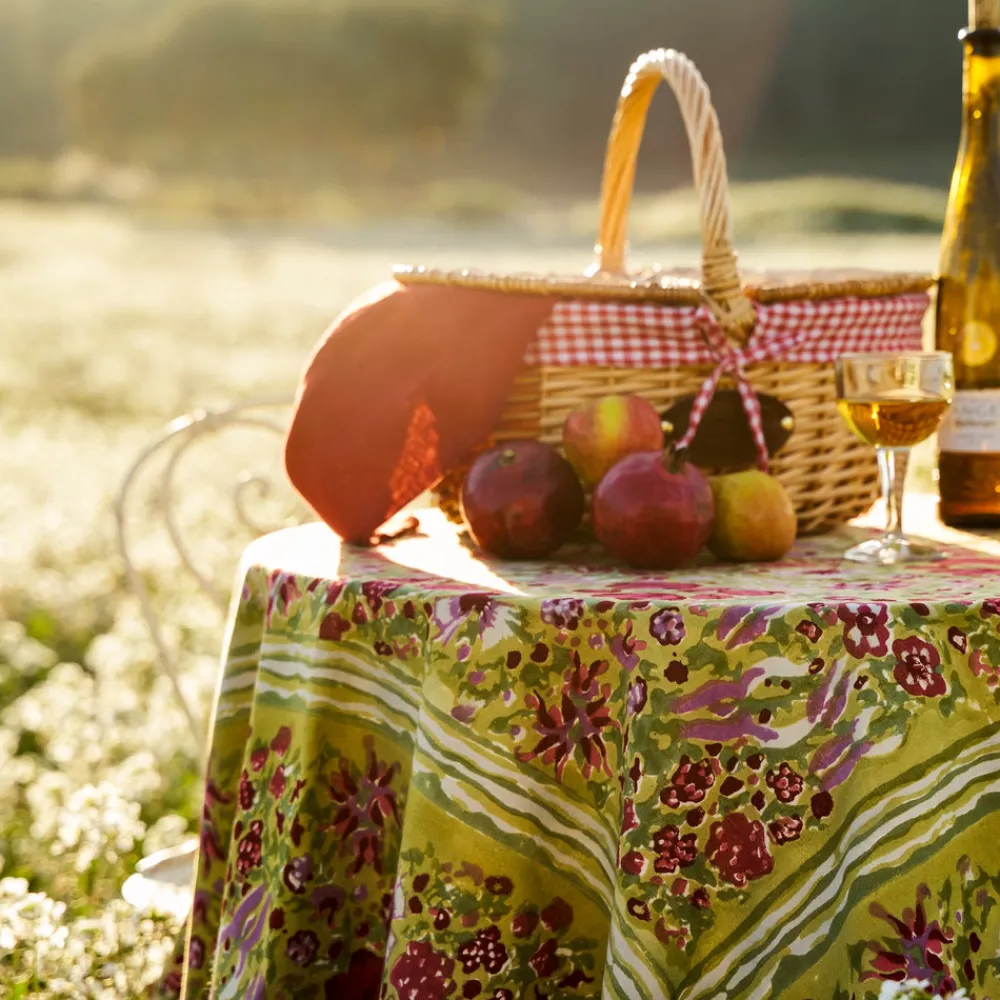Couleur Nature Place Settings & Linens|French Tablecloth Jardin Red & Green