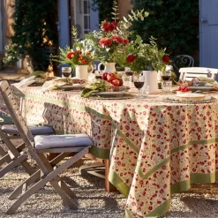 Couleur Nature Place Settings & Linens|French Tablecloth Meadows Red & Green