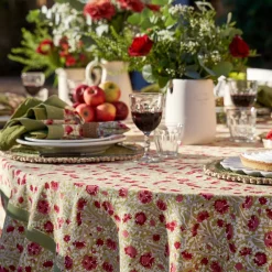 Couleur Nature Place Settings & Linens|French Tablecloth Meadows Red & Green