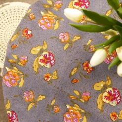 Couleur Nature Place Settings & Linens|French Tablecloth Pansy Red & Grey