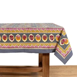 Couleur Nature Place Settings & Linens|French Tablecloth Pansy Red & Grey