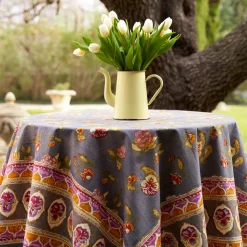 Couleur Nature Place Settings & Linens|French Tablecloth Pansy Red & Grey