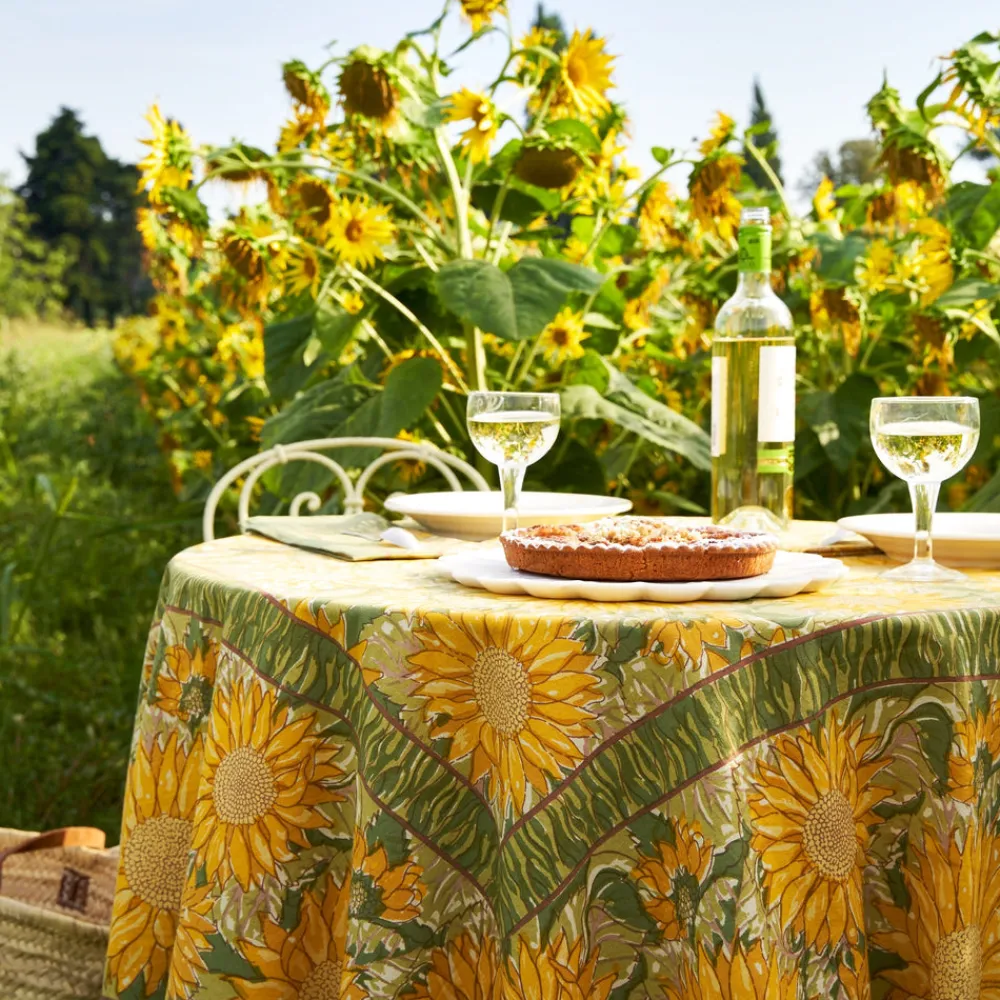 Couleur Nature Place Settings & Linens|French Tablecloth Sunflower Yellow & Green
