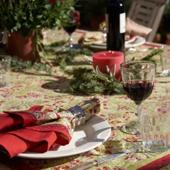 Couleur Nature Place Settings & Linens|French Tablecloth Winter Garden Wreath Red & Green